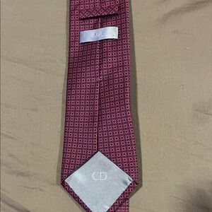 Dior Burgundy and Pink Geometric Tie